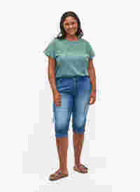 Slim fit capri-jeans med fickor, Light blue denim, Model