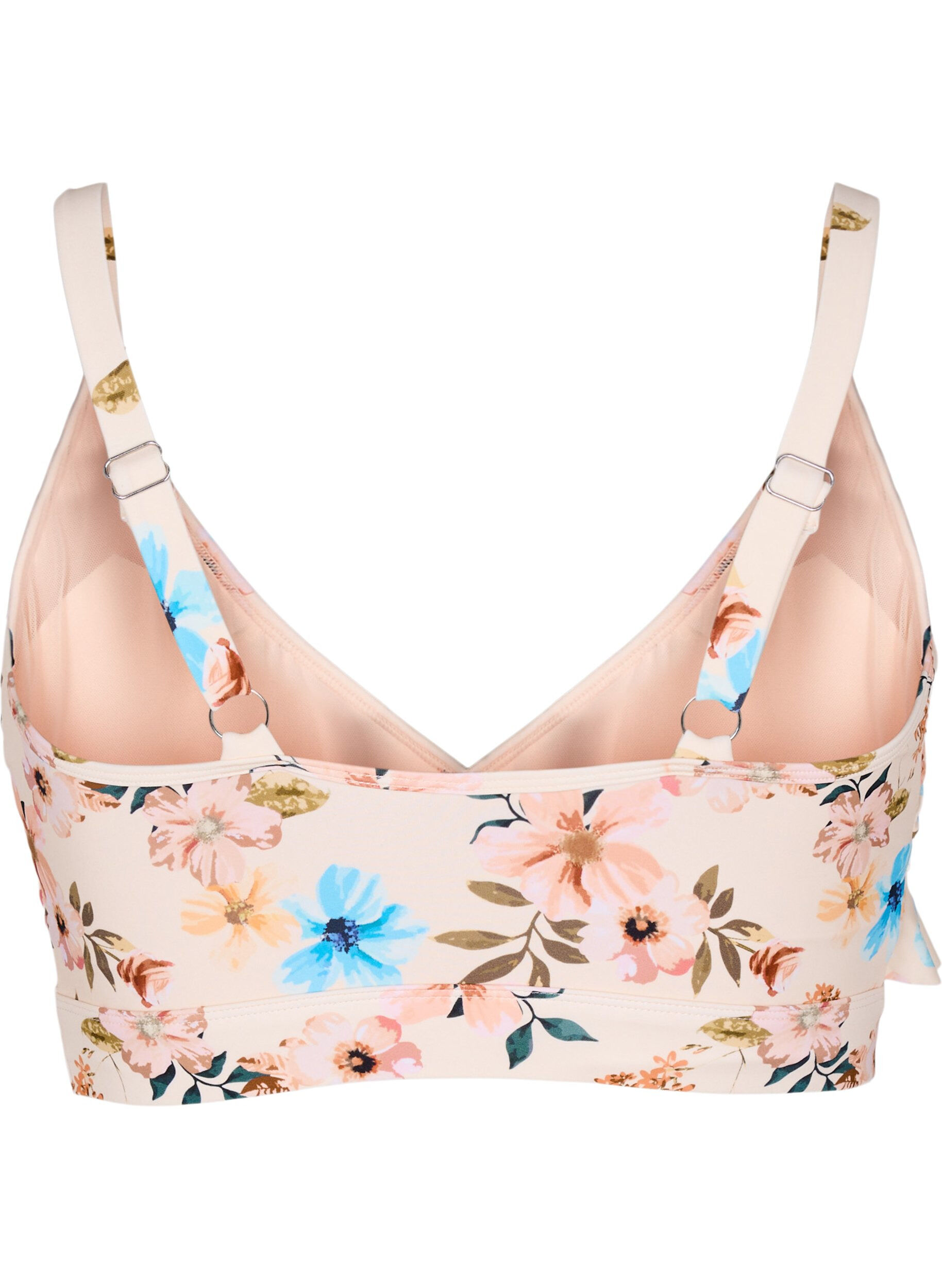 ZizziBikinitopp med blommigt tryck och volangdetaljer, Beige, Packshot image number 1