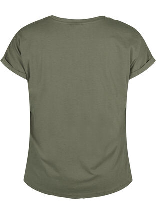 Kortärmad t-shirt i bomullsmix, Dusty Olive, Packshot image number 1