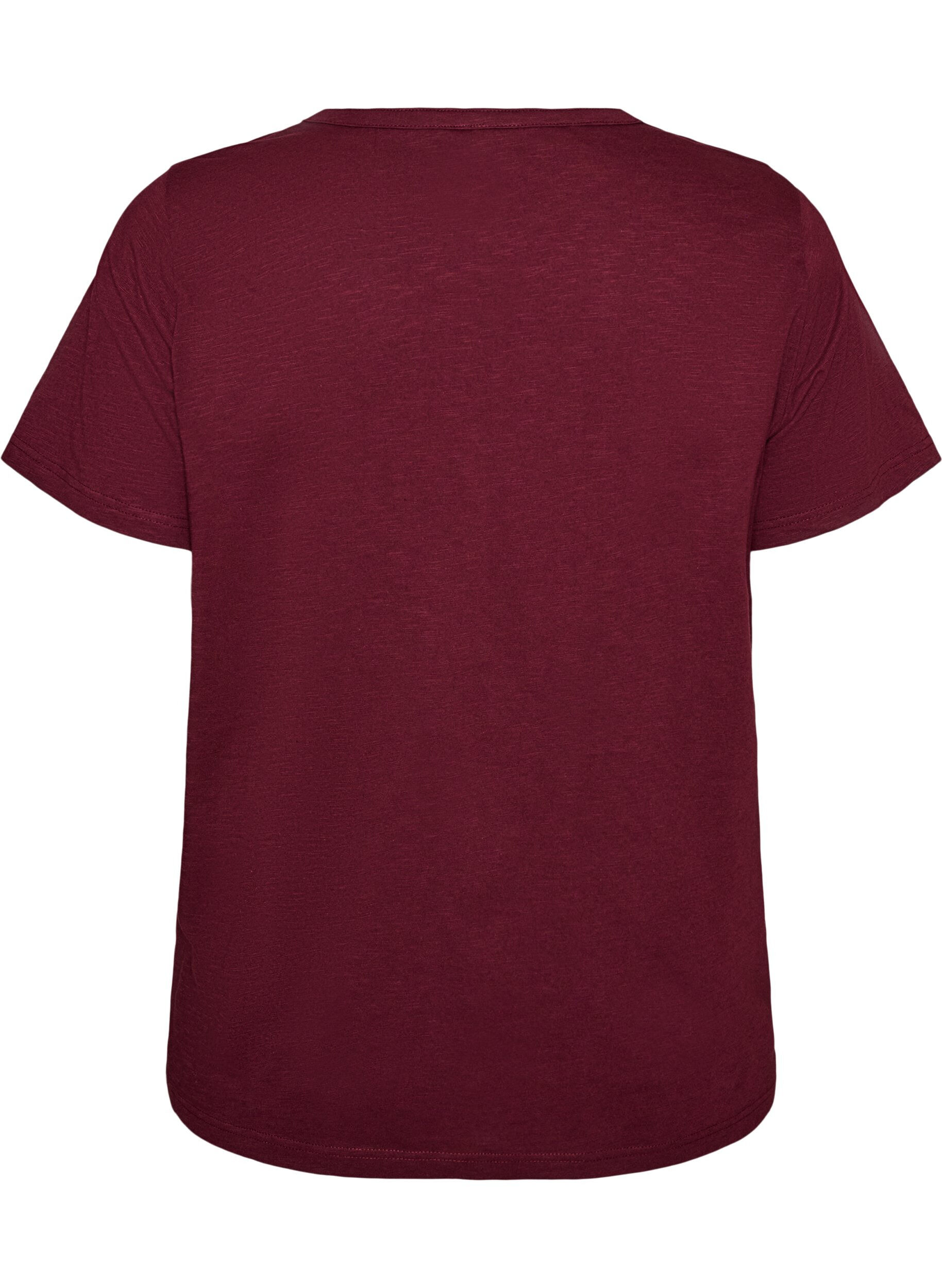 ZizziT-shirt med knappdetalj, M&ouml;rk Bordeaux, Packshot image number 1