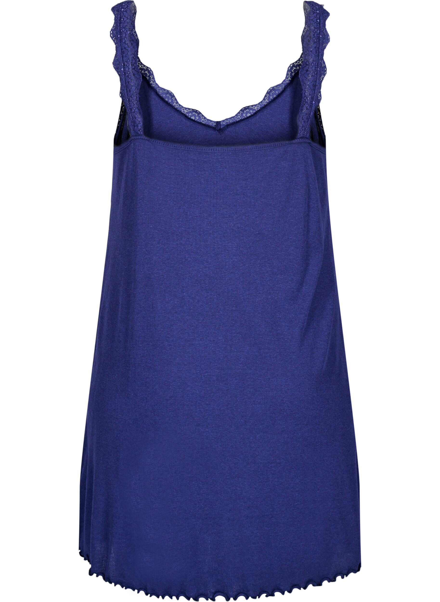 Zizzi Nattlinne med spetskant, Bl&aring;, Packshot image number 1