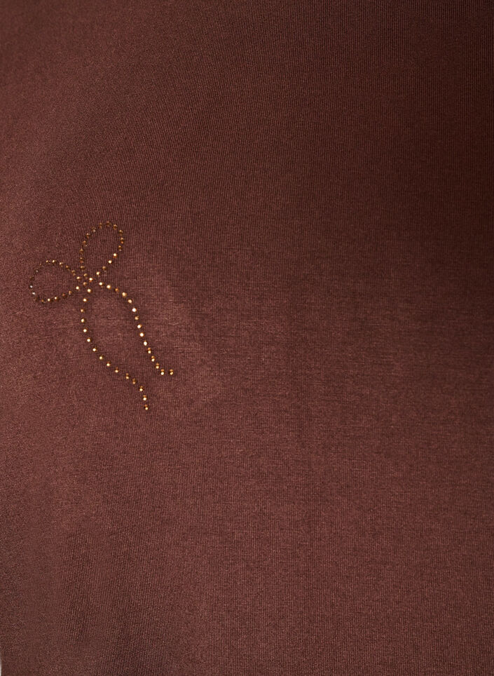T-shirt i viskos med strass, Brun, Packshot image number 2
