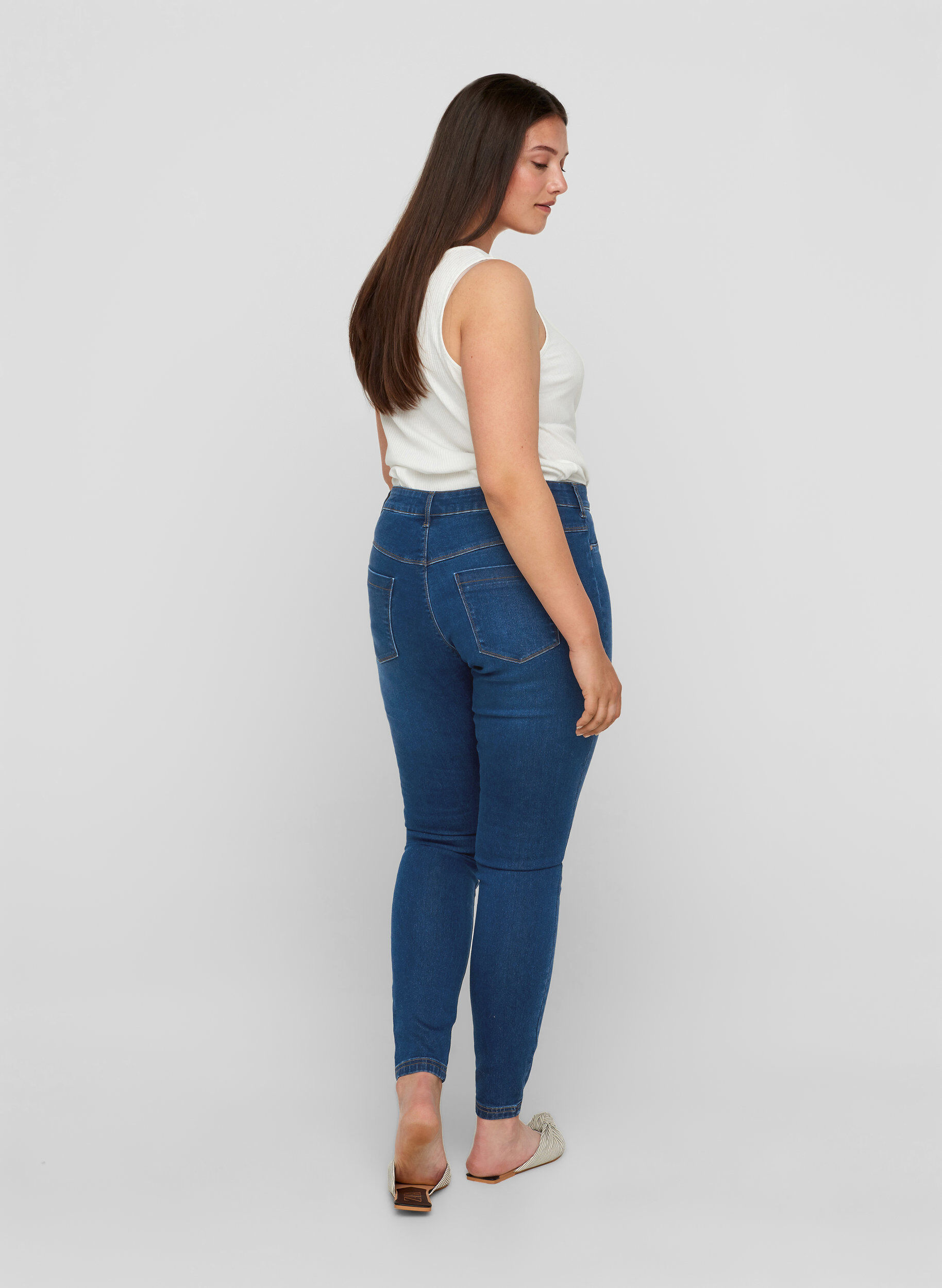Zizzi Jeggings i bomullsmix, Blue denim, Model image number 1