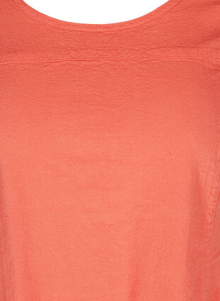 Kortärmad klänning i bomull, Hot Coral, Packshot image number 2