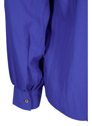 Viskosskjorta med bred krage, Dazzling Blue, Packshot image number 3