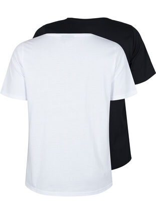FLASH - 2-pack v-ringade t-shirtar, White/Black, Packshot image number 1