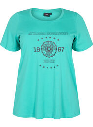 Kortärmad t-shirt i bomull med print, Sea Green