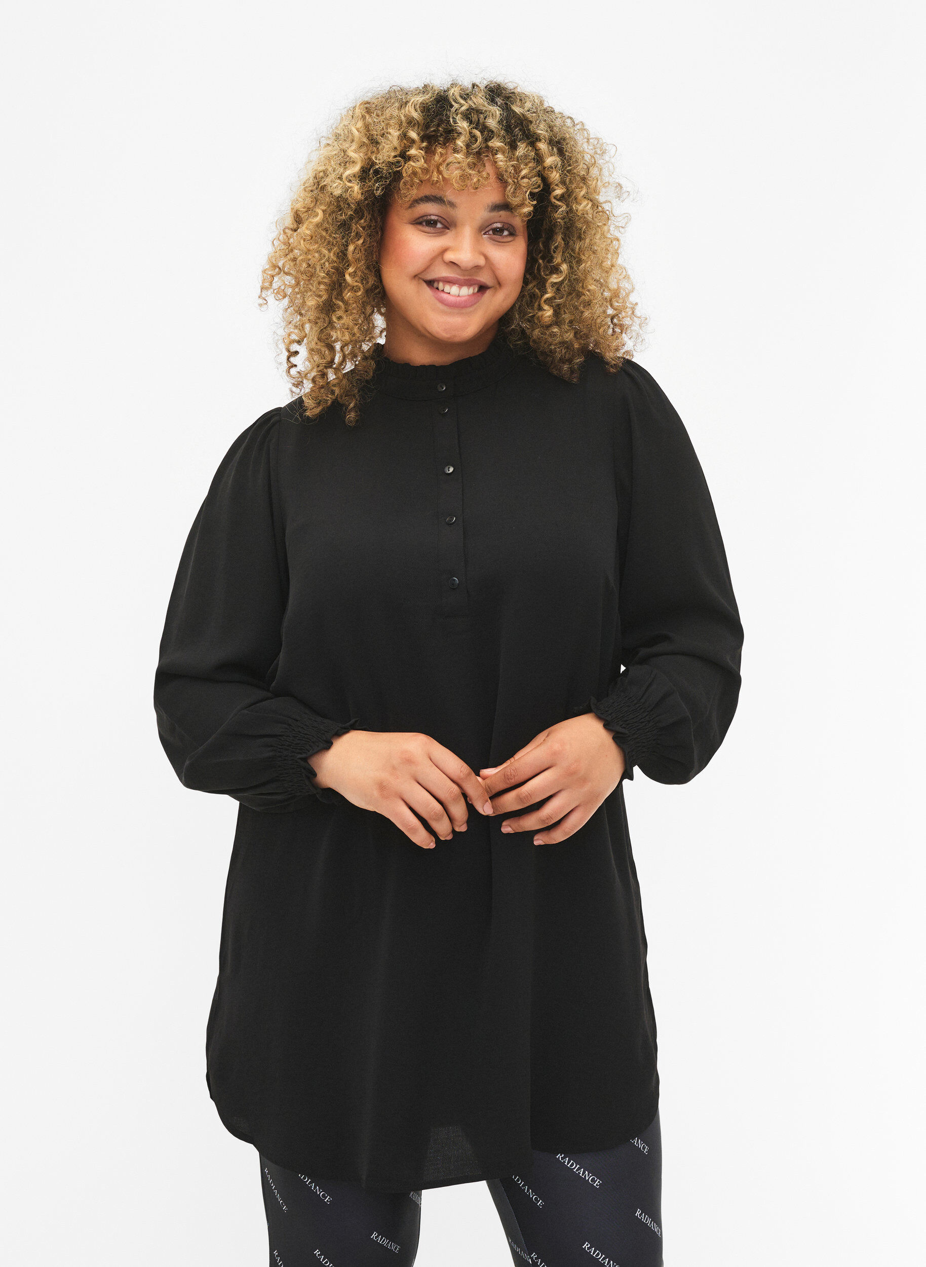 Zizzi Tunika med smock, Black, Model image number 0