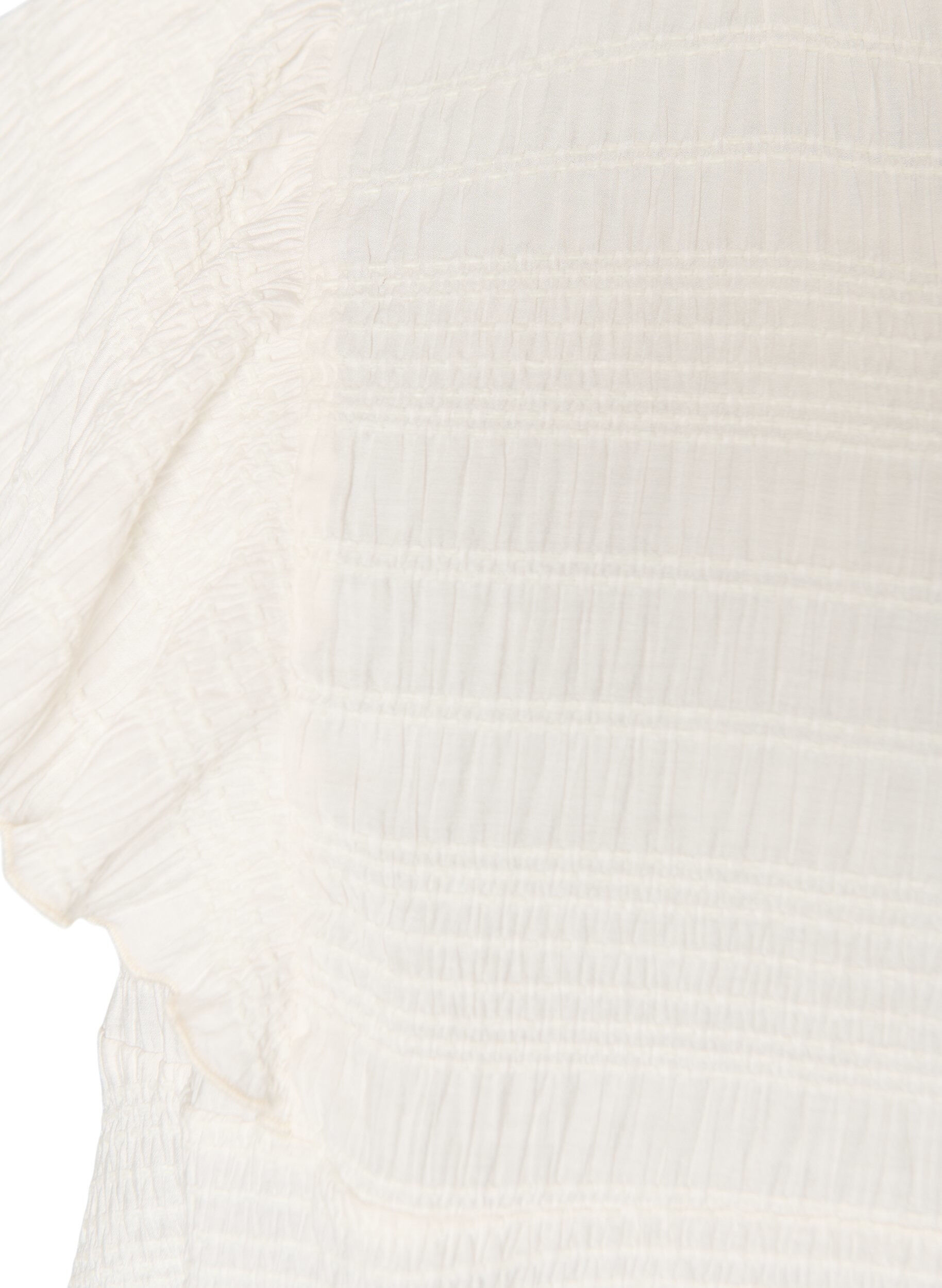 ZizziBlus med smock och volang&auml;rmar, Vanilla, Packshot image number 2