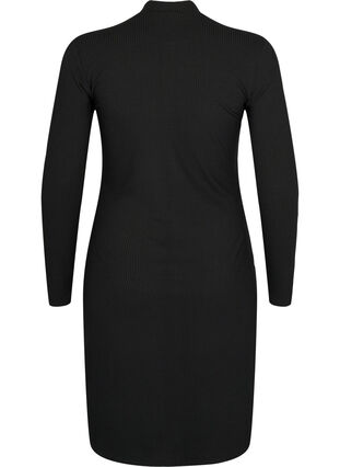 Figursydd klänning med utskurna detaljer, Black, Packshot image number 1