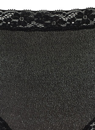 Högmidjade stringtrosor med glitter och spetskant, Black, Packshot image number 2