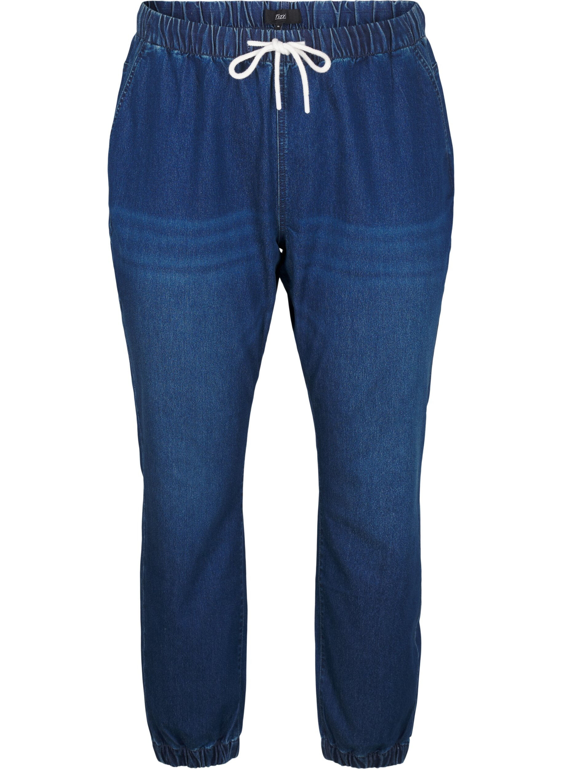 Zizzi Joggingbyxor i denim med fickor, Bl&aring;, Packshot image number 0