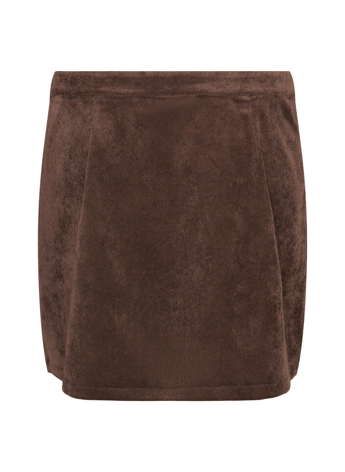 Kort kjol i manchester med tryckknappar, Brun, Packshot image number 1