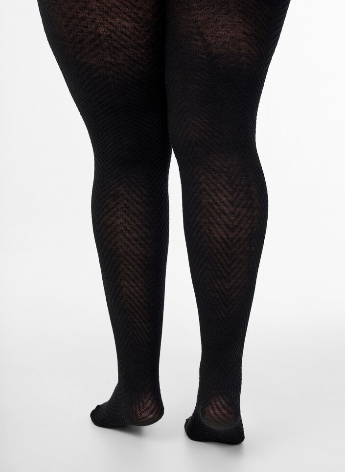 Strukturerade tights, Svart, Packshot image number 3