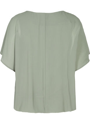 Kort blus med lösa ärmar i mesh, Agave Green, Packshot image number 1