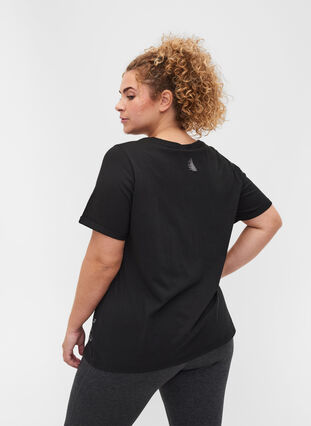 Tränings t-shirt i bomull med text och korta ärmar, Black, Model image number 1
