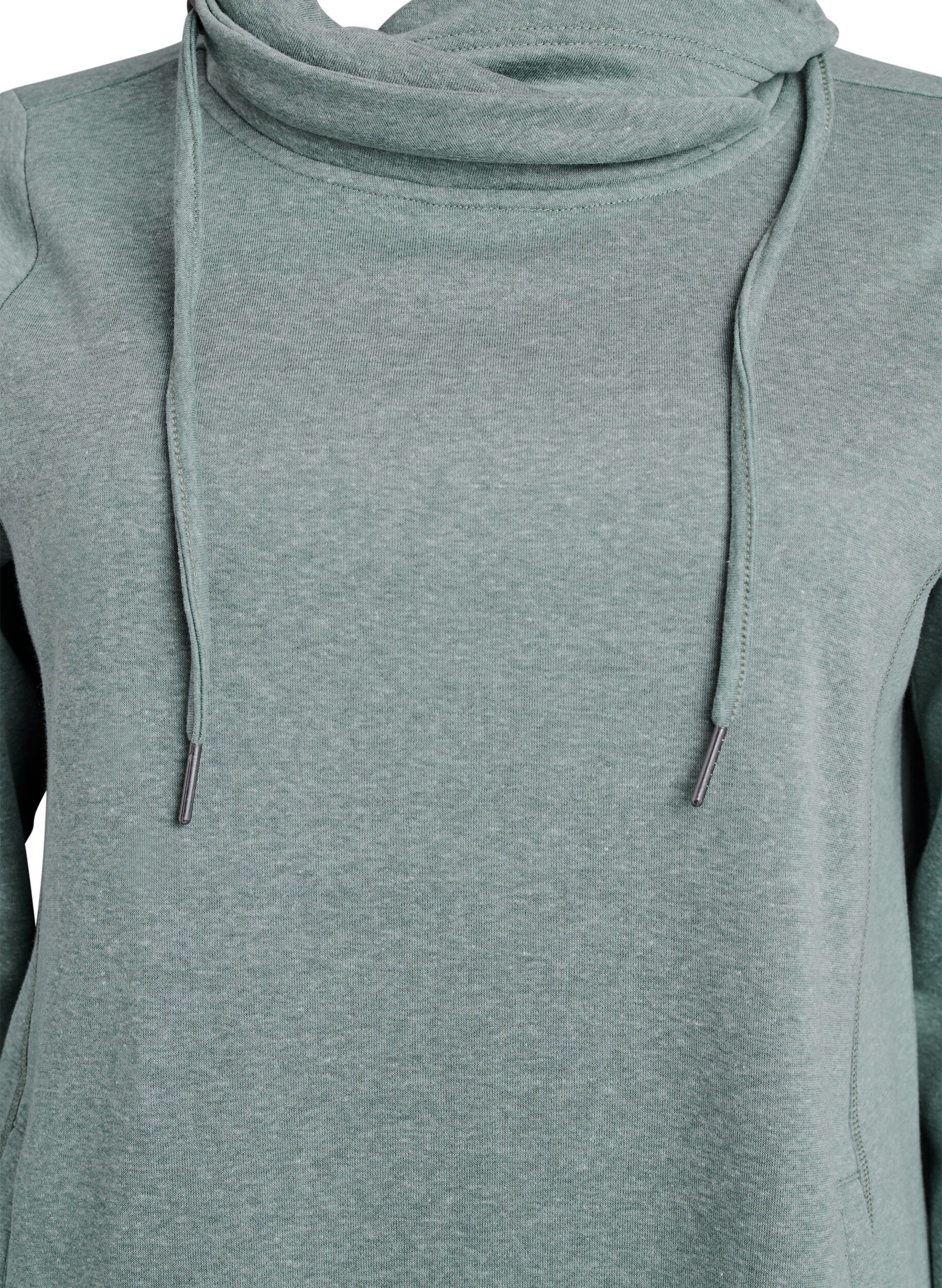 ZizziKort sweatshirtkl&auml;nning med h&ouml;g krage och fickor, Gr&ouml;n, Packshot image number 2