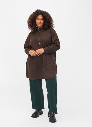 Lång stickad tröja med blixtlås, Rocky Road Mel., Model image number 2