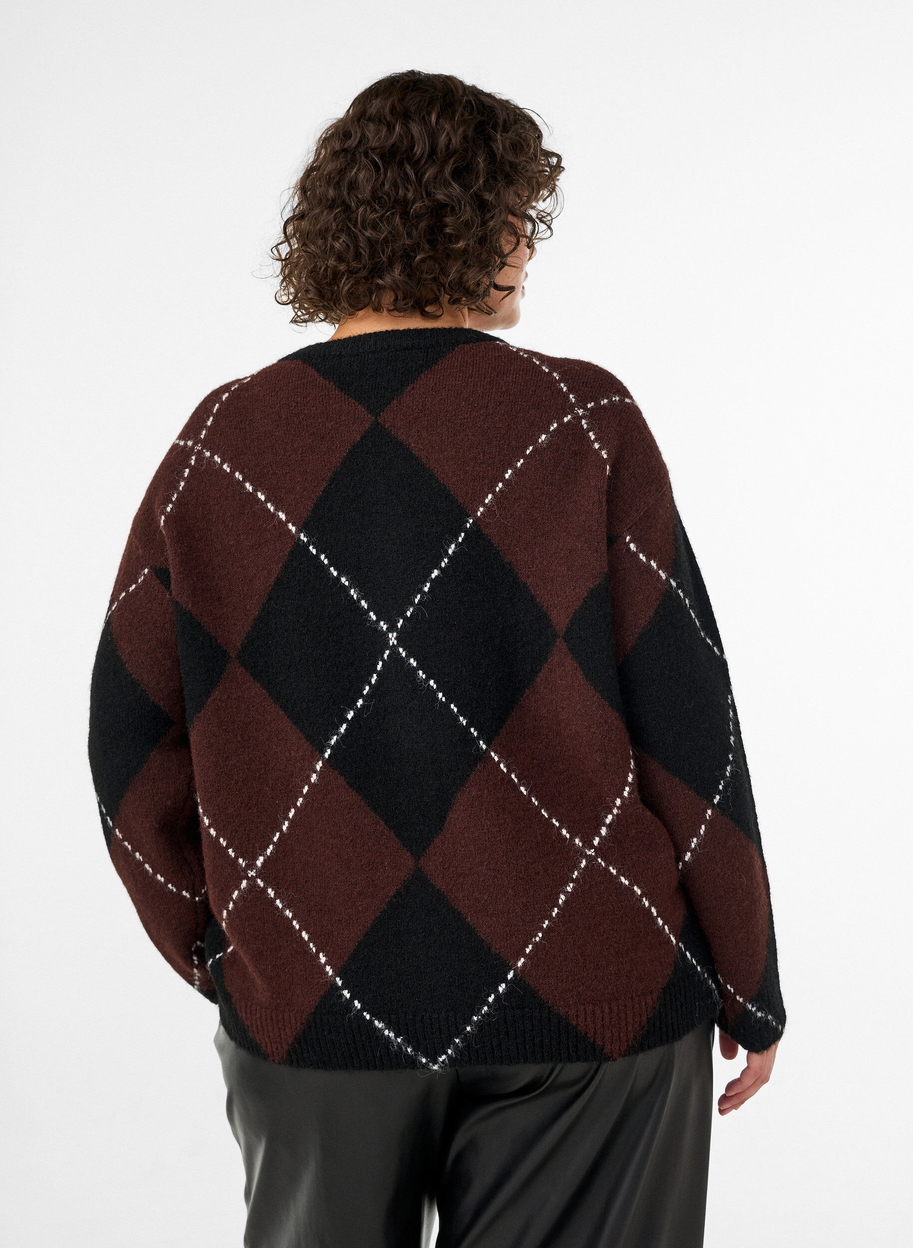 ZizziKofta med argylem&ouml;nster, Svart, Model image number 2