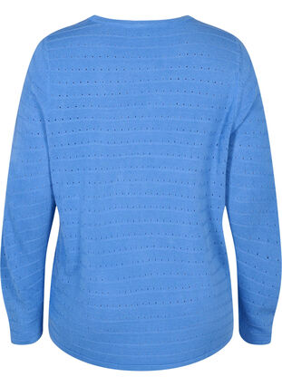 Stickad tröja med strukturerat mönster och rund hals, Ultramarine, Packshot image number 1