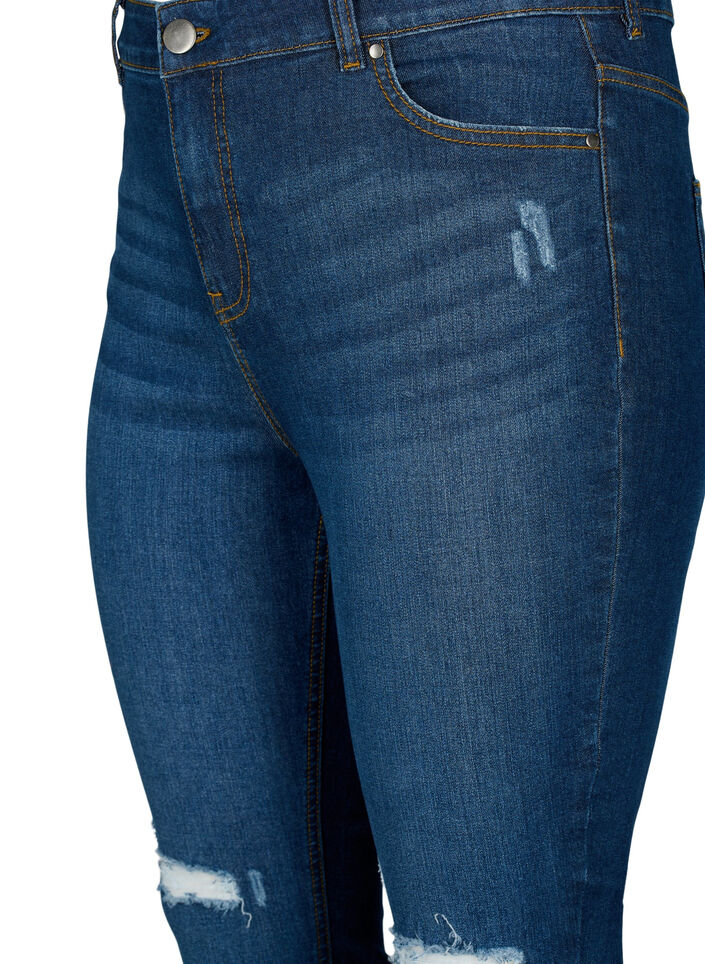 Super tunna Amy jeans med slitning och hög midja, Dark blue, Packshot image number 2