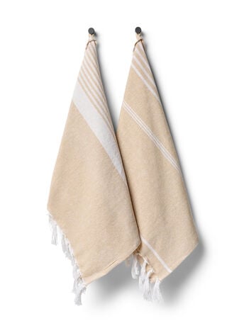 2-pack randiga handdukar med fransar