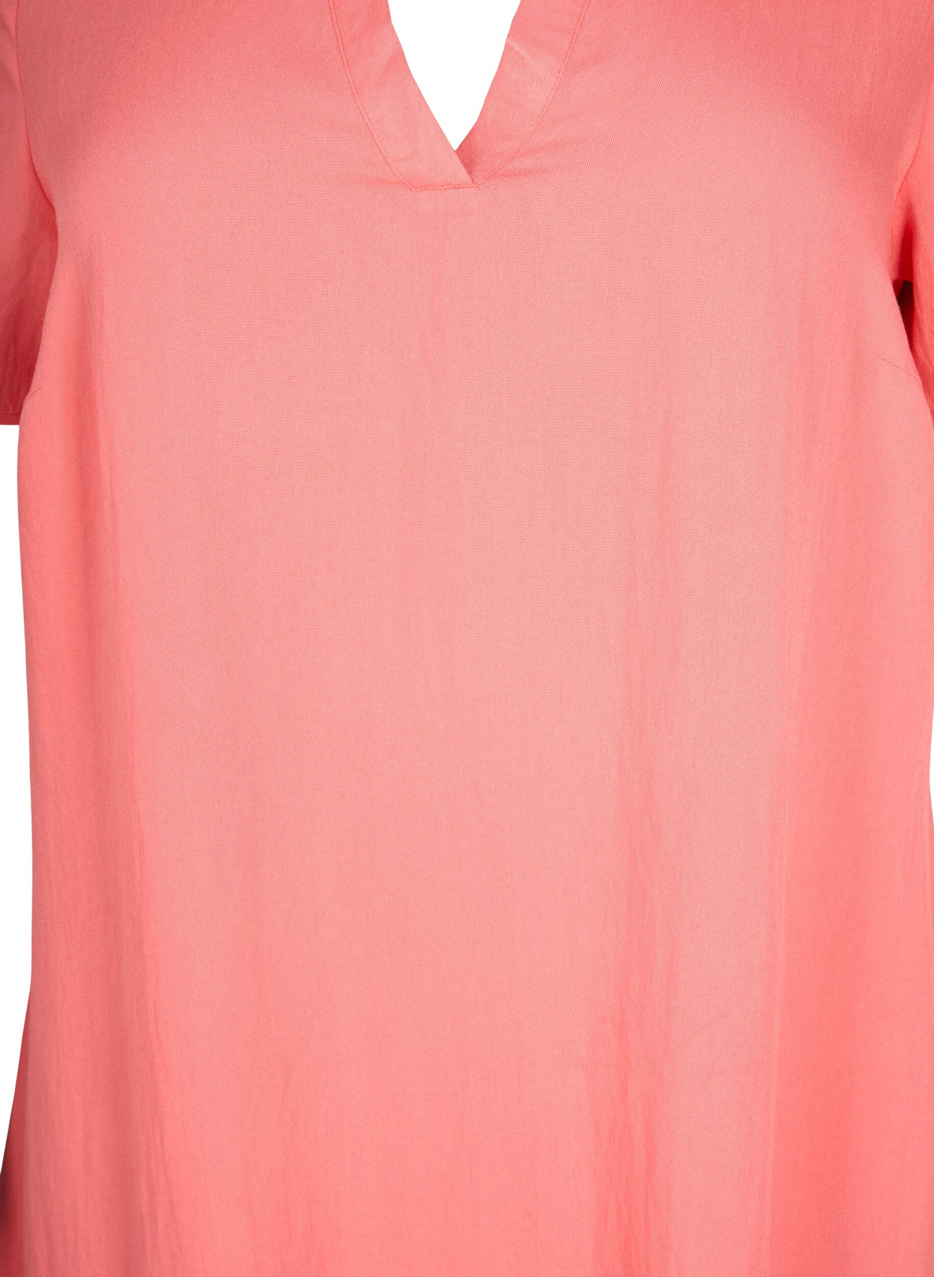 Zizzi V-ringad kl&auml;nning i viskos med korta &auml;rmar, Orange, Packshot image number 2