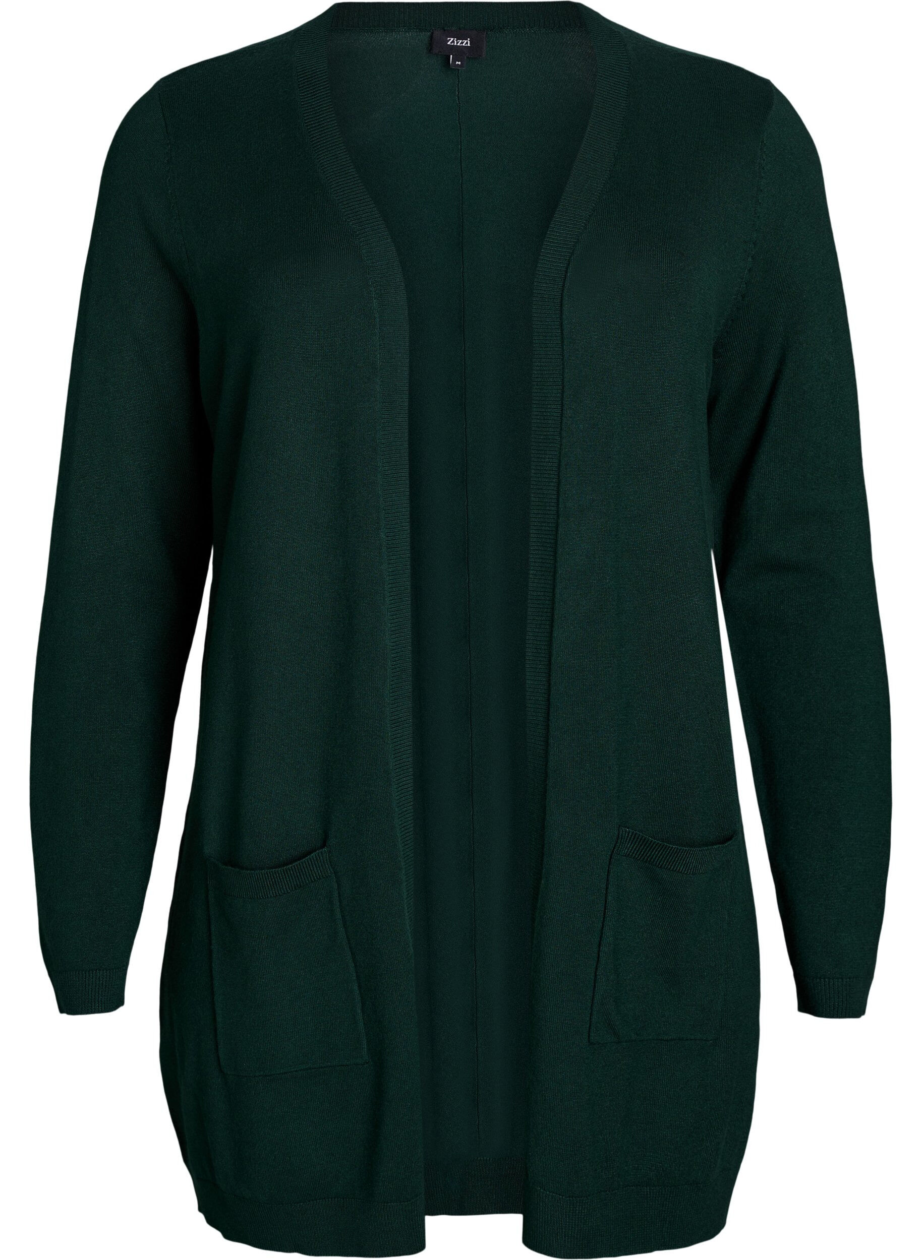 L&aring;ng stickad kofta i viskosblandning