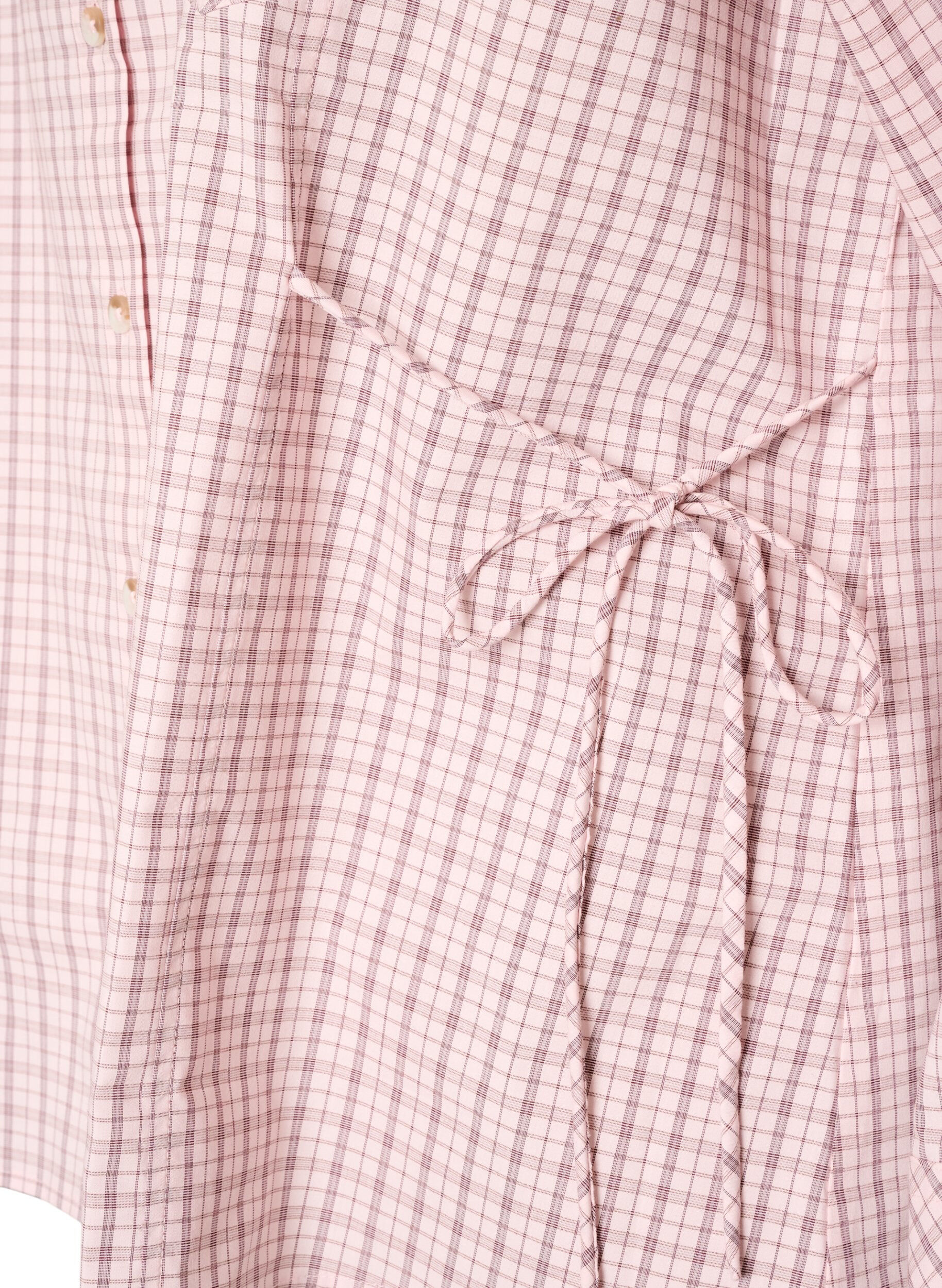 ZizziL&ouml;s rutig skjorta med knytsk&auml;rp, Rosa, Packshot image number 3