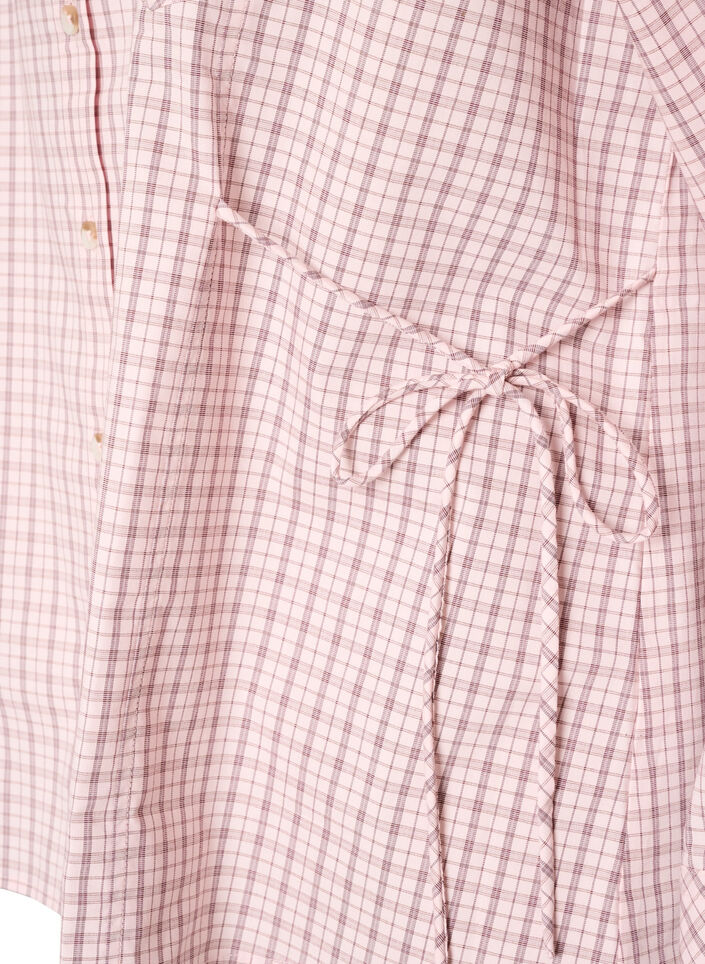 L&ouml;s rutig skjorta med knytsk&auml;rp, Rosa, Packshot image number 3