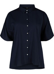 Skjortblus med 3/4-ärmar och snören på sidan, Medieval Blue