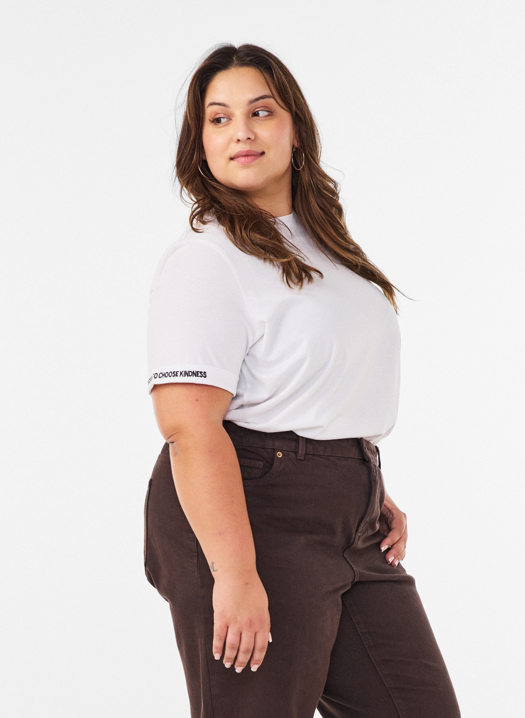 ZizziT-shirt i bomull med broderad text, Vit, Model image number 0