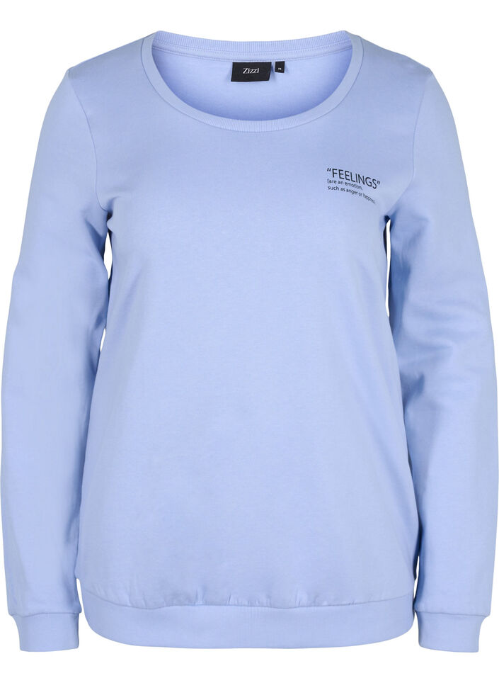 Sweatshirt i bomull med texttryck, Blue Heron, Packshot image number 0