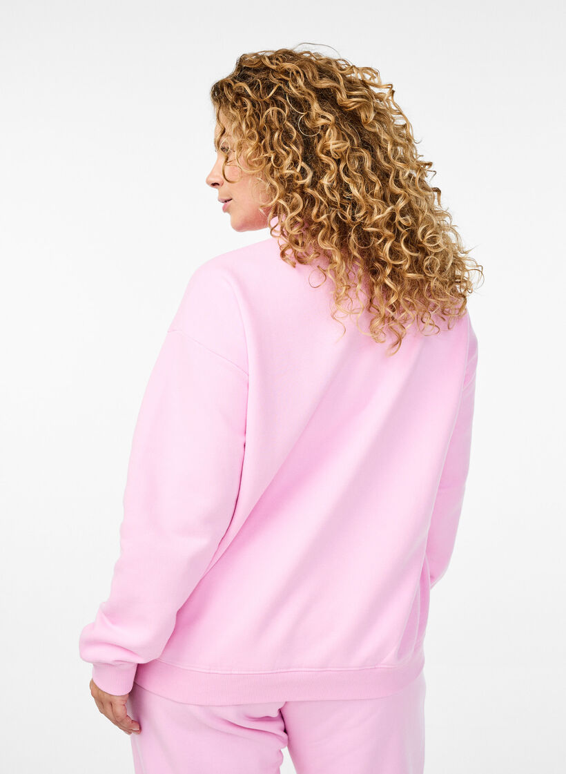 Sweatshirt med h&ouml;g krage och l&aring;nga &auml;rmar, Rosa, Model image number 2