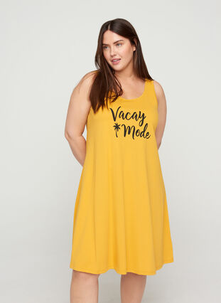 A-linjeformad klänning utan ärmar, Mineral Yellow VACAY, Model image number 0