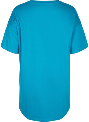 Lång t-shirt i bomull, Fjord Blue, Packshot image number 1