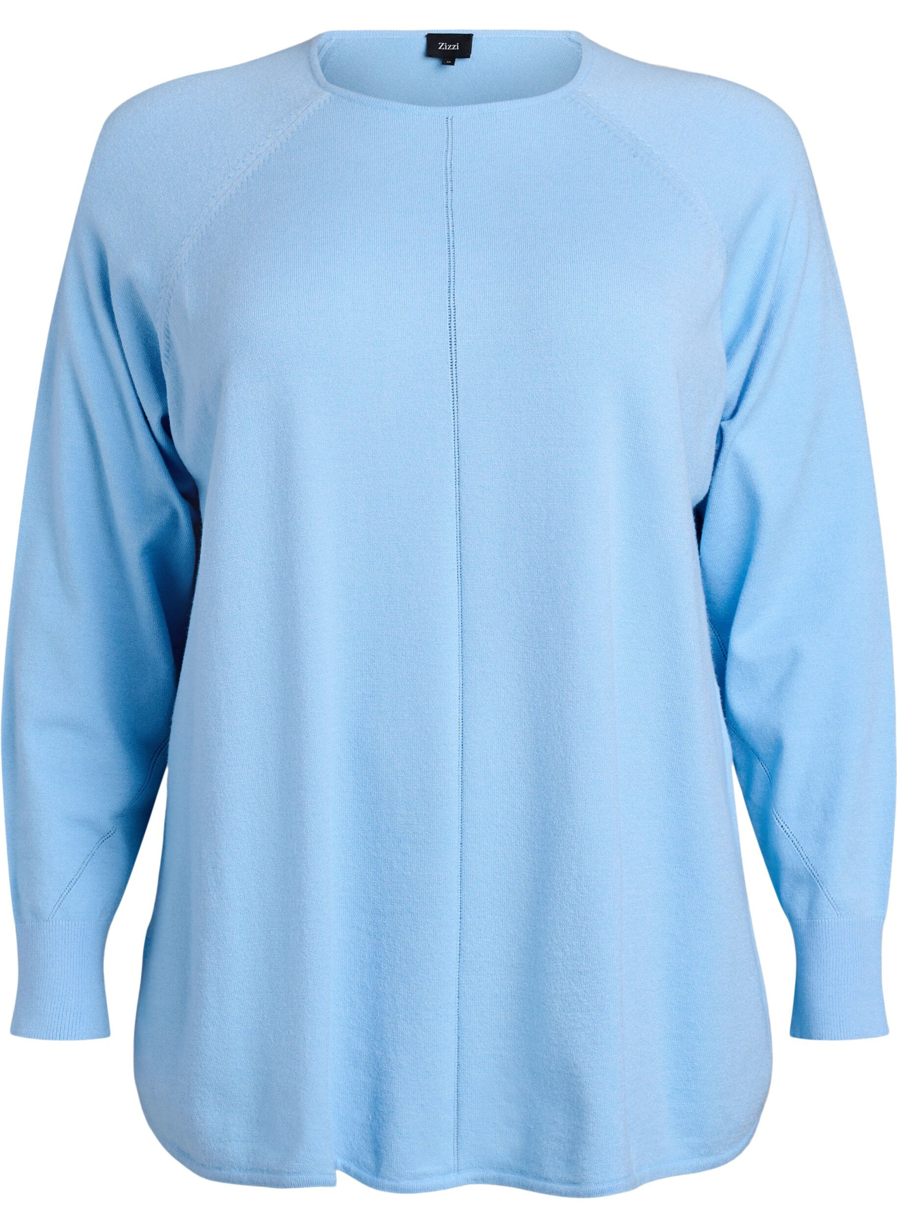 ZizziStickad blus med rund hals och stickat m&ouml;nster, Bl&aring;, Packshot image number 0