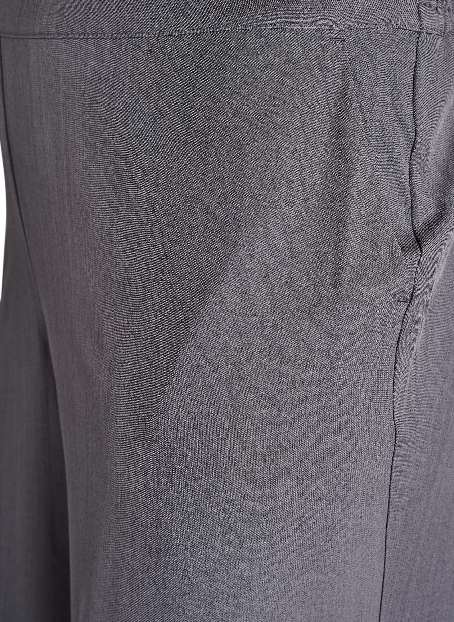 Zizzi H&ouml;gmidjade kostymbyxor med vida ben, Gr&aring;, Packshot image number 2