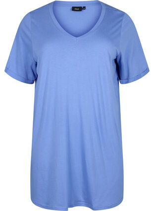 Enfärgad oversize t-shirt med v-hals, Marina, Packshot image number 0