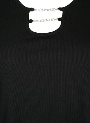 Ribbad blus med kedjedetalj, Black, Packshot image number 2
