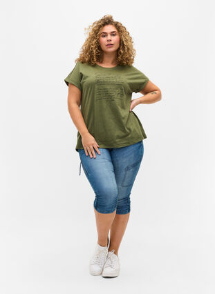 T-shirt i ekologisk bomull med tryck, Four Leaf CloverText, Model image number 2