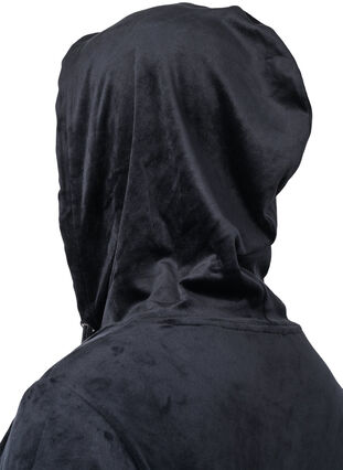 Sweatshirtklänning i velour med huva, Black, Packshot image number 3
