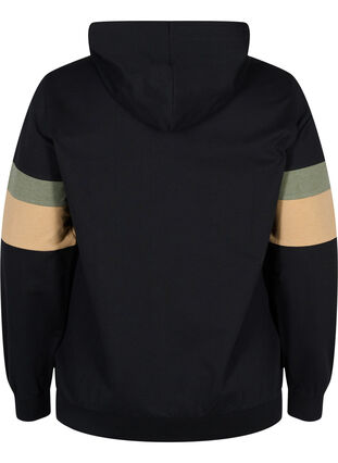 Sweatshirt med huva och färgdetaljer, Black/Camel, Packshot image number 1
