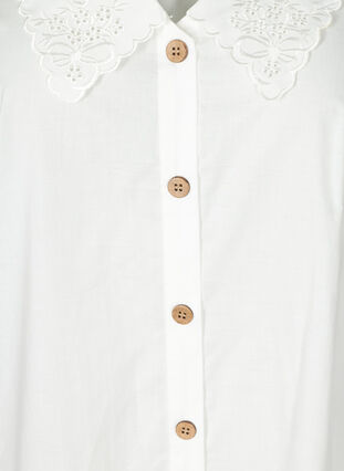 Skjortklänning i bomull med ballongärmar, Bright White, Packshot image number 2