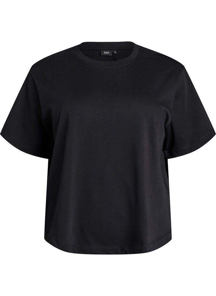 Boxig t-shirt i bomull, Svart, Packshot image number 0