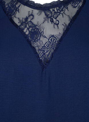Kortärmad blus med spets , Navy Blazer, Packshot image number 2