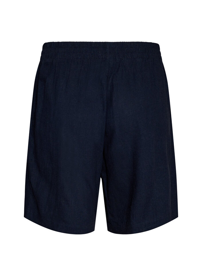 Shorts i linne och viskos med h&ouml;g midja, Bl&aring;, Packshot image number 1