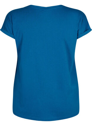 Kortärmad t-shirt i bomullsmix, Petrol Blue, Packshot image number 1