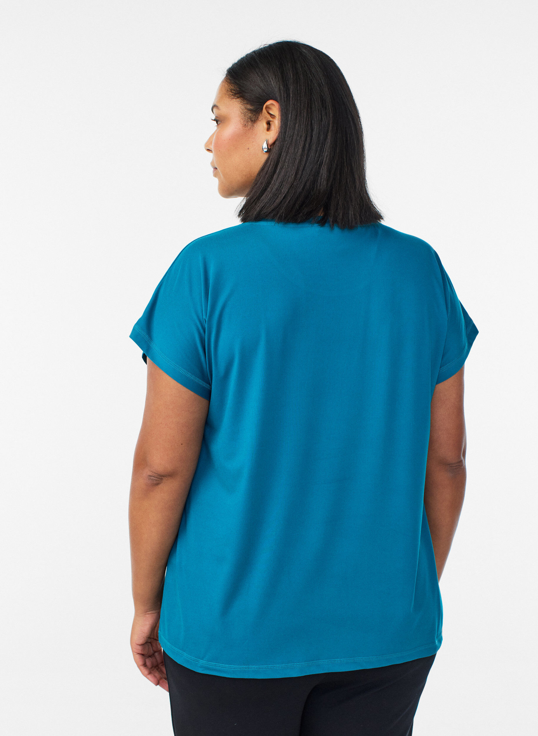 Zizzi Enf&auml;rgad tr&auml;nings-T-shirt, Gr&ouml;n, Model image number 2