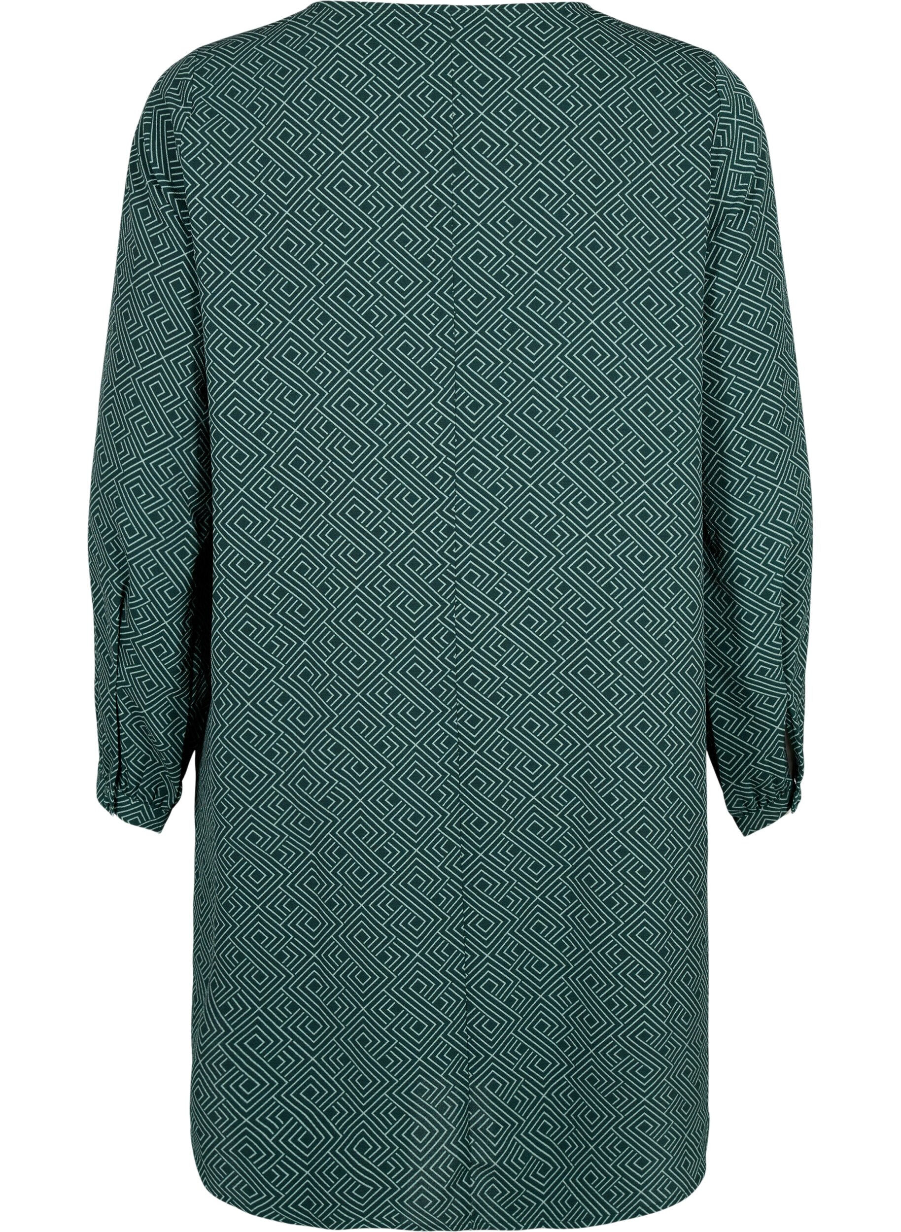 ZizziKl&auml;nning med V-ringning och tryck, Scarab Graphic AOP, Packshot image number 1